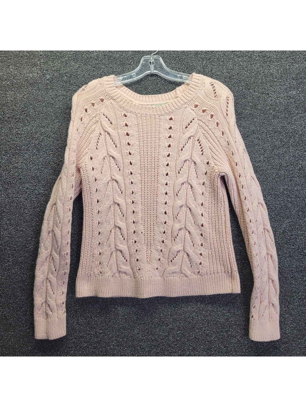 Lucky Brand Blush Pink Chunky Cable Knit Sweater 7W50969 Women's Sz Medium